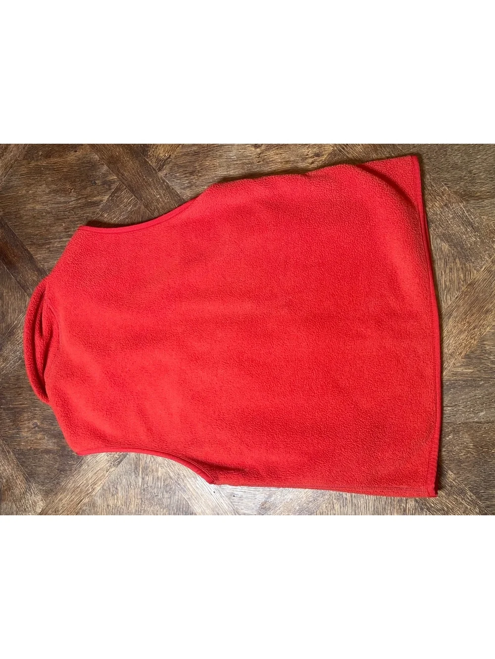 Patagonia men’s small fleece red navy blue zipper pockets vest EUC